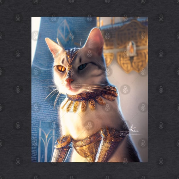 Golden armor knight cat: Cleo by Dendros-Studio